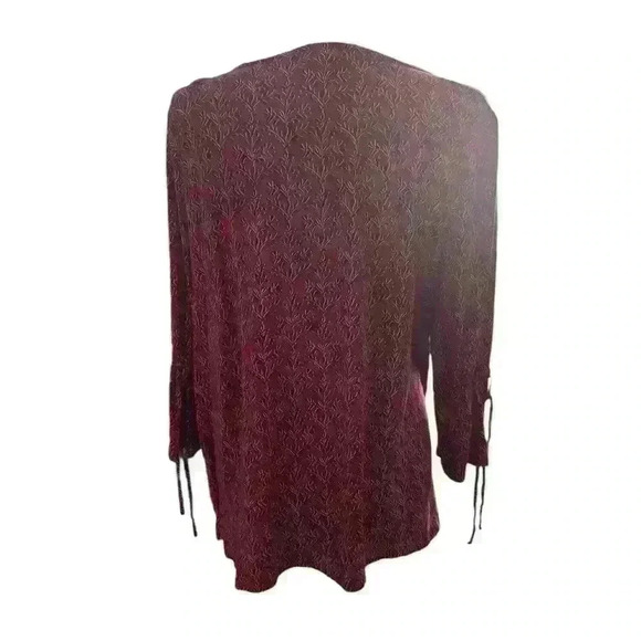 J. Jill Red Printed Scoop Neck Blouse XL - 3/4 Sleeve, Lightweight & Comfy - Picture 2 of 3